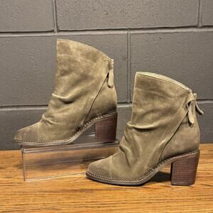 Sbicca Millie Olive Leather Double Zip Booties Women’s 8.5